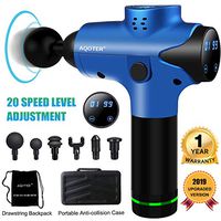 Massage Gun Deep Tissue Percussion Muscle Massager for Muscle Ache Tension Relief - 20 Speeds Ultra Quiet Brushless Motor, 6 Massage Heads & Portable Drawstring Backpack Included