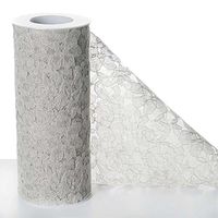 Tableclothsfactory 6 inches x 10 Yards Lace Ribbon Roll - Silver