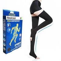 Findcool ™ Open Toe Thigh High Support 23-32 mmHg Compression Stockings for Women and Man with Silicone Top Band (Black XXL)