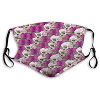 Mouth Masks for Dust Protection Face Mask Washable Earloop Mask Activated Carbon Filter Skull Floral