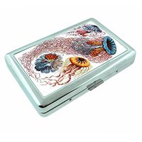 Retro Jellyfish Em1 Hip Silver Cigarette Case Id Holder Metal Wallet 4" X 2.75" RFID Protection