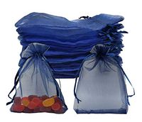 Sheer Organza Bags 60pcs Favor Gift Bag Drawstring Mesh Bags Business Packages (4x6, navy blue)