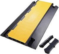 Henf Rubber Cable Protector, Electrical Wire Cover Ramp Protective Wire Cord Ramp Driveway Rubber Traffic Speed Bumps Cable Protector (4 Channel)