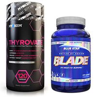 Blade Thermogenic Fat Burner (120 Caps) Bundled with Thyrovate Belly Fat Metabolizer Pills (120 caps) - Most Extreme Fat Fighting Supplement Combo for Hardcore Diet and Weight Loss Results | Keto Safe