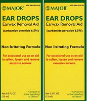 Ear Drops Earwax Removal Aid Carbamide Peroxide 6.5% Generic for Debrox - 0.5 oz. (15 ml) Per Bottle Pack of 2 Total 1 oz.
