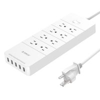 ORICO Surge Protector Power Strip with 8 Outlets and 5 USB Charging Ports, 5ft Extension Cord/1700J Ideal for Home and Office Accessories - White(ETL/FCC Listed)