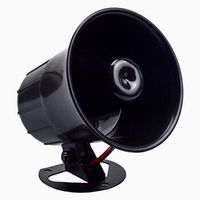 Wired Alarm Siren Horn 15W DC 6 to 12V Outdoor Siren Speaker with Bracket for Home Security System (Black)