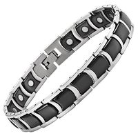 Willis Judd Mens Stainless Steel & Black Ceramic Magnetic Bracelet in Black Velvet Gift Box + Free Link Removal Tool