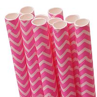 10 ct. Pink Chevron Paper Straw | Quantity: 10 | Length - 7 3/4" | Diameter - 1/4"