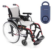 Karman S-Ergo 305 Ultra Lightweight Ergonomic Wheelchair | Adjustable Seat Height | Seat Size 16" X 17" | Frame Color Rose Red & Free 130 dB Matte Blue Personal Safety Alarm/Siren!