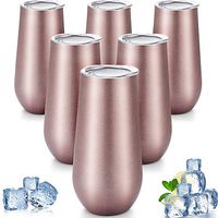 Namever 6Pcs 6oz Double-Wall Stainless Steel Vacuum Insulated Cup Coffee Tea Mug Tumbler Rose Gold