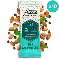 New! Atlas Protein Bar - Keto Friendly, Mint Chocolate Chip (10-Pack) — Grass Fed Whey, Low Sugar, Clean Ingredients, Gluten Free, Soy Free, and GMO Free