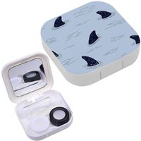 Portable Contact Lens Case Box Travel Kit Mirror + Bottle + Tweezers Container Holder [ Shark Fin ]