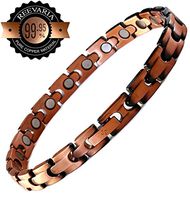 Reevaria Copper Bracelet for Arthritis, Guaranteed 99.9% Pure Copper Magnetic Bracelet for Women, 20 Powerful Magnets, Effective & Natural Relief of Joint Pain, RSI, Carpal Tunnel (18.7 Centimeter)