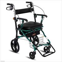 Rolling Walkers Shopping Cart Old Man Trolley Can Take A Folding Wheelchair Multi-Function Scooter Folding Four Wheeler Gift Can Bear 150 Kg (Color : Green, Size : 576289-93cm)