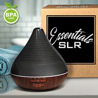 SLR 300ml Aromatherapy Essential Oil Smoked Diffuser BPA Free - Multi-Color Changing LED, Wood Design, Ultrasonic Aroma Air Humidifier, Auto Shut-Off Timer Settings, 7 Colors, 1 Year Warranty