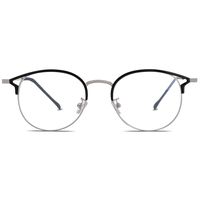 SOJOS Small Cat Eye Blue Light Blocking Glasses Women Computer Eyeglasses Oasis SJ5035 with Black Frame/Silver Rim/Anti-blue Light Lens