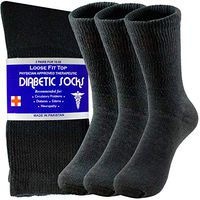Diabetic Cotton Crew Socks Health Circulatory Physicians Approved Mens Womens Black 6 Pack 9-11