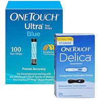 One Touch Ultra Blue Bundle - 100 Ultra Blue Test Strips and 100 Delica Lancets