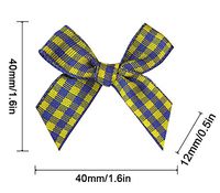 16 Color Pre-Tied Yellow+Blue Plaid Satin Gift Bows (Pack of 50)