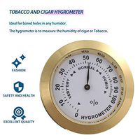 Katherinebeus Brass Analog Hygrometer Cigar Tobacco Humidity Gauge & Glass Lens for Humidors
