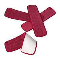 Microfiber Damp Mop Pads - 4-Pack - Reusable - Machine Washable - Hook and Loop - Commercial Grade - Reusable - Wet or Dry Floor Cleaning - 19" x 5.5"