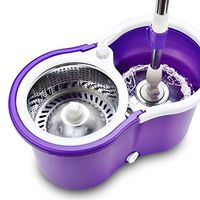 LLPBEAUL Stainless Steel 360 Spin Dry Mop Spin Mop Easy Wring Microfiber Cleaning System, with Bucket Washable Hardwood Floor Clean (Color : Purple)