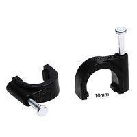 Mini Skater 10mm Diameter Circle Ethernet Nylon Wire Cable Clips Clamps with Steel Nail, 100pcs/Pack（10mm,Black）