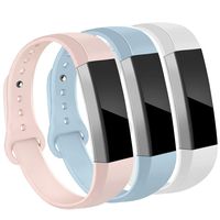 OenFoto Bands Compatible Fitbit Alta/Alta HR/Ace, Adjustable Soft Silicone Bracelet Replacement Accessory Wristband for Fitbit Alta/Alta HR/Ace,Women Men, White, Sand Pink, Light Blue Small