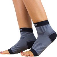 Ultimate Plantar Fasciitis Compression Sleeves (Pair) - Relieve Plantar Fasciitis Pain, Arch Support - Lightweight Brace, Foot Sleeve, Open Toe (L/XL, Black/Grey)