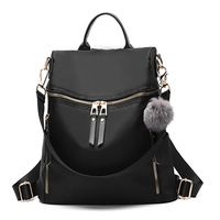 BAG WIZARD Women Backpack Purse Waterproof Nylon Shoulder Bag Headphone Plug Travel Daypack (black-Nylon), Medium
