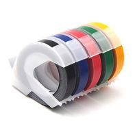 Absonic Embossing Labels Compatible Dymo 3D Plastic Embossed Tapes White on Black/Red/Blue/Green/Yellow, 3/8 inch(9mm) x 9.8 feet for DYMO Office-Mate II 154000, Dymo Organizer Xpress, 5-Pack
