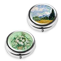 Pill Box Set of 2 - Lizimandu Compact 3 Compartment Medicine Case, Pill Box for Pocket or Purse (Field Rose)