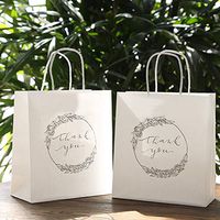 UNIQOOO 24 Count Thank You White Kraft Paper Favor Bags | Wedding Gift Bags | Perfect for Wedding Welcome Bags, Thanksgiving Gift, Holiday Party Goody Bags, Business Gift, Reception, Bridal Shower