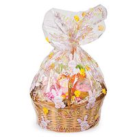 Club Pack of 12 Pink and Yellow Easter Decorative Cello Basket Bags 11”