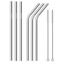 IPEC THERAPY Set of 6 Stainless Steel Straws for Tumblers Rumblers Cold Beverage (3Straight&3 Bent&2brushes), Silver