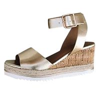 Ladies Sandals Fzitimx Summer Women's Open Toe Ankle Platform Wedges Shoes Ladies Roman Sandals Wedge Platform Sandals Shoes