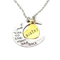 Hemlock-Jewelry Families Necklaces,Hemlock I Love You Engraved Necklaces Moon Pendant Chain Necklace (Sister)