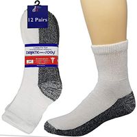 Debra Weitzner Diabetic Socks Mens Womens Non-Binding Cushion Socks Reinforced Heel Cotton 12 Pack Ankle White/Black Sole 10-13