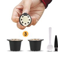 BRBHOM 3 pcs Refillable Coffee Capsules Pods Reusable Coffee Filters Compatible for Nespresso Machines with Coffee Spoon brush