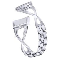 Samsung Gear Fit2 Pro Replacement, SAMMID Diamond Stainless Steel Metal Band Adjustable Bracelet Wristband Replacement Accessories for Samsung Gear Fit2 Pro (Sliver)