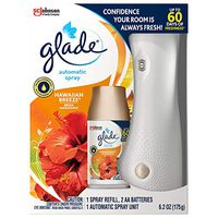 Glade Automatic Spray Holder and Hawaiian Breeze Refill Starter Kit, Battery-Operated Holder for Automatic Spray Refill, Up to 60 days of Freshness, 1 Set