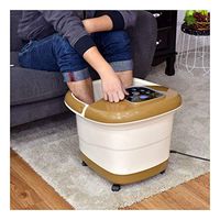 All-in-One Foot Spa Bath Massager TEM/Time Set Heat Bubble Vibration W/6 Roller