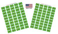 Made in USA! 100 Country Flag 1.5" x 1" Self Adhesive World Flag Stickers, Two Sheets of 50, 100 Sticker Flags Total (Brazil)