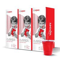 CuteSips Kids Drinking Cups Lids and Straws by Sipoes 3 Boxes of 15 (45 ct)