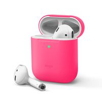 elago Upgraded AirPods Case (Front LED Visible) Protective Slim Cover (with no Hinge) Compatible with Apple AirPods 2 and 1 (Neon Hot Pink)