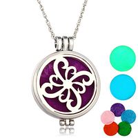 HOUSWEETY Aromatherapy Essential Oil Diffuser Necklace - Locket Pendant,5 Colorful Pads+2 Noctilucent Pads