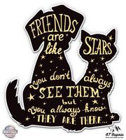 GT Graphics Friends are Like Stars Cat Dog Cute - 8" Vinyl Sticker - for Car Laptop I-Pad - Waterproof Decal
