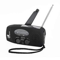Great One Emergency Hand Crank Self Powered AM/FM NOAA Solar Weather Radio with LED Flashlight, 1000mah Power Bank for iPhone/Smart Phone-Black