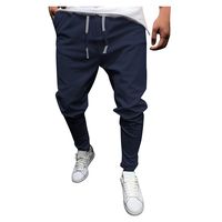 Men's Gym Fitness Workout Pants Bodybuilding Tapered Athletic Joggers Running Pants with Cargo Pockets Navy